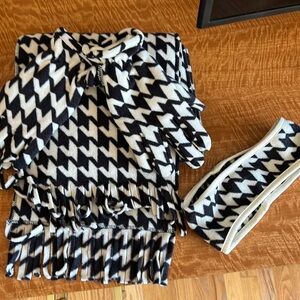 Three piece cold weather scarf gloves and headband